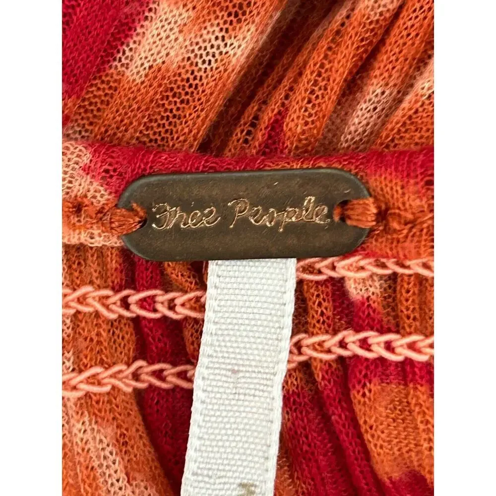 Free People Tunic Top Womens Size XS Orange Long Sleeve Gauzy Smocked Babydoll‎